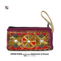 Embroidered Vintage Hand PURSE Handbag For Women Girls with Wrist Strap Pakistani Traditional Cultural Party Wear Bag Sindhi Balochi Pashtun Multicolor Embroidery & Sequins Work ZENZ. 