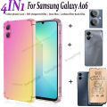 BLKNAIM 4-in-1 NEW For Samsung A06 case Anti-fall Color phone case + Matte Ceramic Film +Carbon Fiber Back Film +Lens Film. 