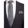 Ricnais 8cm Wool Necktie Solid Plaid Tie For Men Quality Cashmere Tie and Handkerchief Cravats Set Suit For Wedding Party. 