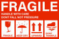 Handle With Care Fragile Stickers for Sensitive Products available size (2x3, 3x4, 5x3.5 inch aprox.). 