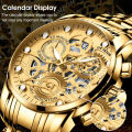 Vocoal Gold Top Brands Men Wristwatches Waterproof Luxury Golden Wrist Watch For Male Clock Gifts Three-Eye Decoration Watch Luminous Wrist Watches with Calendar For Men. 