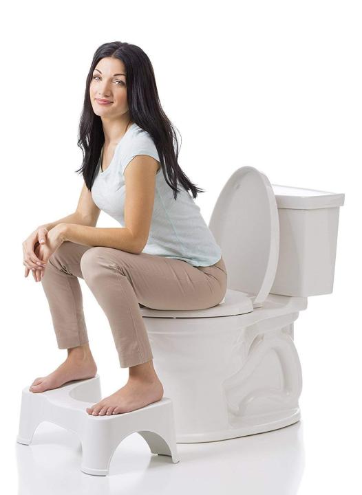 Comfortable Non-Slip Squatting Toilet Bathroom Seat Foot Rest Stool for Kids and Adult (White), Doctor Stool, Commode Stool, Potty Step Stool for Western Toilet, Poop Stool