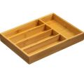 5 Compartment Bamboo Cutlery Tray, Kitchen Drawer Utensils Holder, Wooden Knife Fork Spoon Organizer Case. 