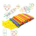 Rainbow Straw Constructor Stem Building Toys 240 pcs Interlocking Plastic Educational Toys Engineering Building Blocks -Construction Blocks- Colorful Motor Skills Interlocking Plastic Engineering Toys Best Educational Toys Gift for Boys & Girls. 