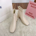 Thick-heeled soft leather short boots women's autumn 2021 new Korean style fashion mid-heel all-match small thin and thin boots. 