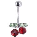 Steel Cherry Belly Navel Bar Button Ring Piercing. 