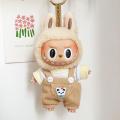SF 15cm Blind Box Labubu Casual Plaid Backband Pants Set Macaron Labubu Pendant Doll Plaid Suit. 