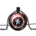 Marvel Avenger Captain America Shield Cabochon Glass Pendant Chain Necklace. 