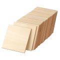 Unfinished Wood Pieces 50 Pcs 4 Inch Square Blank Wood Natural Slices Cutouts for DIY Crafts Painting Staining. 