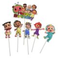 Cocomelon Theme Cake Toppers - Cake Toppers - Multi Colors - Unisex Theme - Pack Of 6 Cake Toppers. 