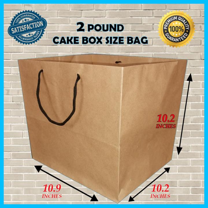 Bundle of 25 craft paper bags of (2 POUND CAKE BOX SIZE) 10.9 x 10.2 x 10.2 inches , suitable for using as shopping bag, gift bag, goodies bag, merchandise and retail bag, 2 Pound Cake Bag  High quality, well finished, tough brown paper bags