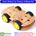 4 Wheel Smart Robot Car Chassis Kit with Motors, Wheels, Screws & Acrylic Board for Arduino, Robotics, DIY Projects, and Students Learning by Electrica. 