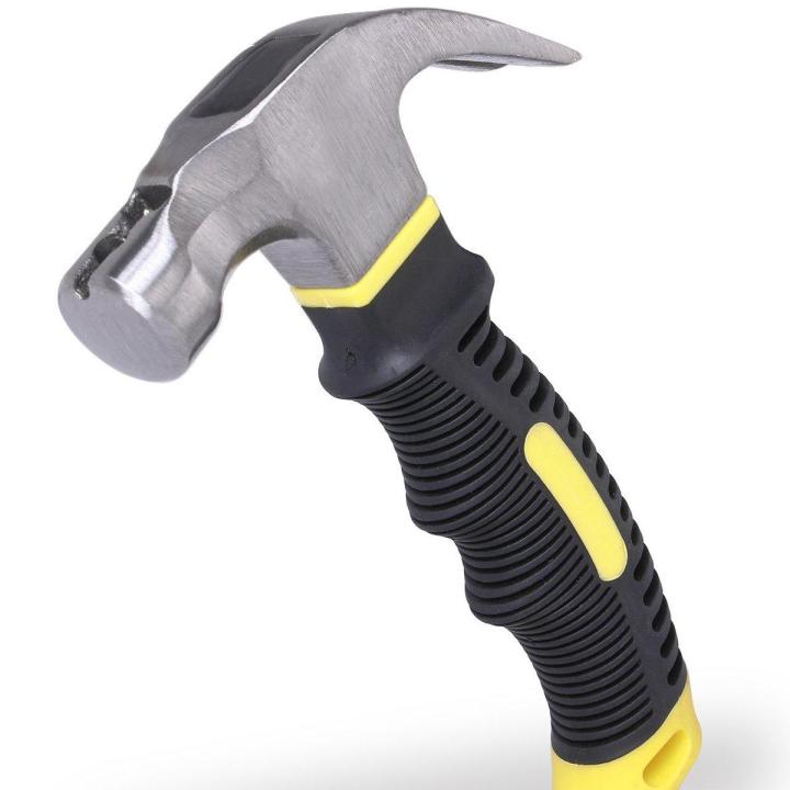 Small  Hammer Mini Stubby Hammers and Nails Tool, Bright Black Polished Head, Comfortalbe Soft Handle