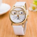 【ETOP】Leopard Cat Face Women Geneva Watch Leather Strap Analog Quartz Wrist Watches Kids Clock Gold Ladies Watch Relogio Feno. 