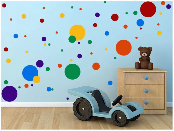 50%20Mixed%20Size%20Polka%20Dots%20Wall%20Stickers%20-%20Matt/Gloss%20Vinyl,%20Waterproof,%20Multi-Color,%20Easy%20Peel%20&%20Stick%20-%20Image%203