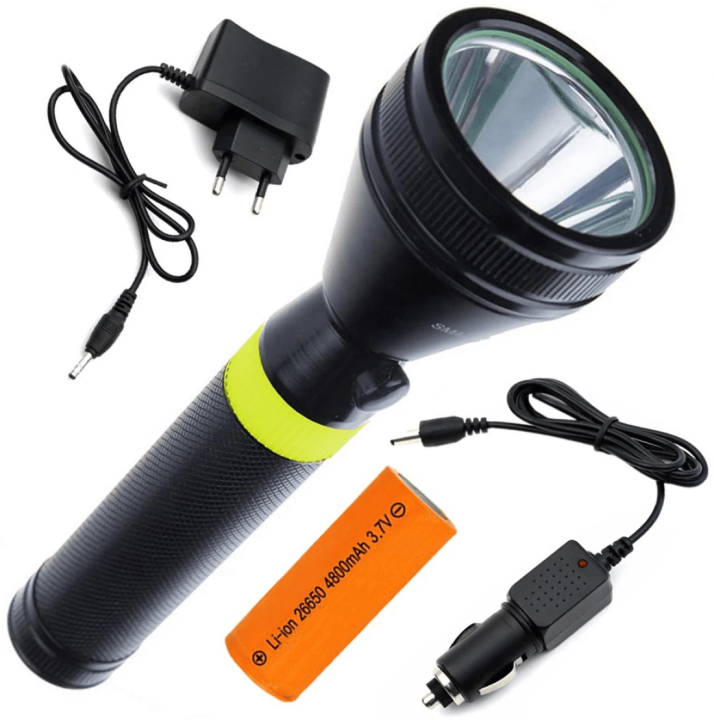 Rechargeable Small Sun Ultra Bright Focus Camping Emergency Working Tracking Security Torch Light Torch  (Black, 20 cm )