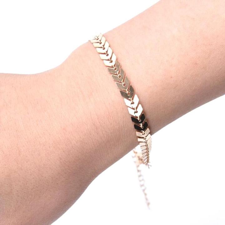 Fish Bone Arrow Bracelet Bangle Silver Golden Bracelet for Women