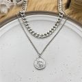 Vintage Portrait Coin Pendant Necklace Gold Silver Color Chain Choker Necklaces For Women Multi-Layer Jewelry. 