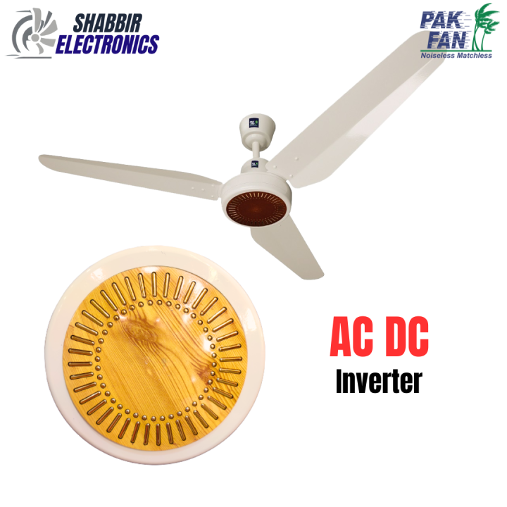 PAK Fans Ceiling Fan - AC DC Floral Model 56'' 50 Watts - Copper Winding - Light Wood
