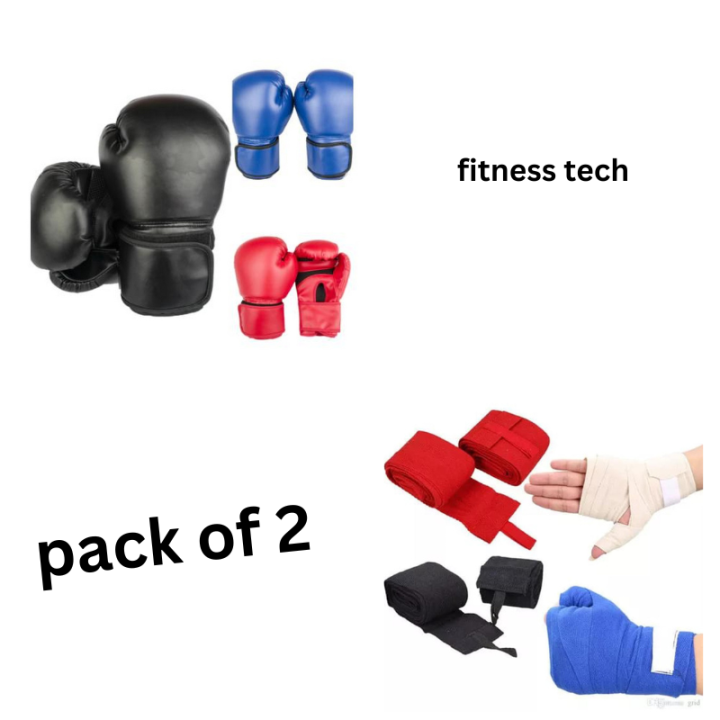 MMA Martial Arts Boxing Gloves multicolour with Hand wraps Daraz.pk