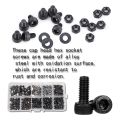 300 Pcs Nuts Bolts Set Hex Bolts Nut and Washer Assortment Screws Bolts M3 Tool Kit with Plastic Box (Black). 