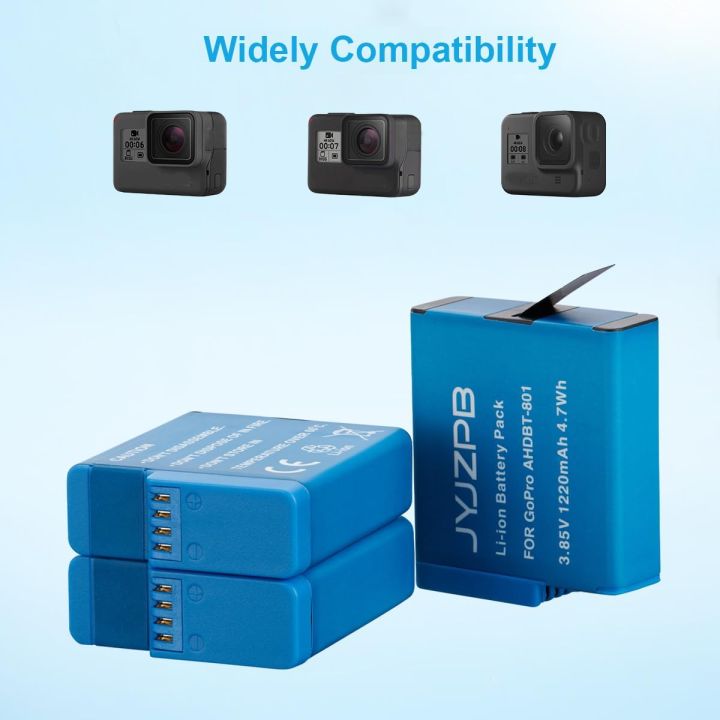 JYJZPB%203%20Pack%20Batteries%20for%20Go%20Pro%20He%20ro%208%20Battery,%20with%20Triple%20Fast%20Charger%20for%20Go%20Pro%20He%20ro%208%20Go%20Pro%20He%20ro%207%20Black%20and%20Hro%206/he%20ro5%20Black,%20He%20ro%202018%20Cameras%20Batteries%20(Blue)%20-%20Image%202