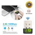 High Speed Wifi Adapter Wireless WiFi Adapter For PC  Mini USB2.0 WiFi Dongle USB Ethernet Receiver Transmitter 2.4G 150Mbps Driver-free Network. 