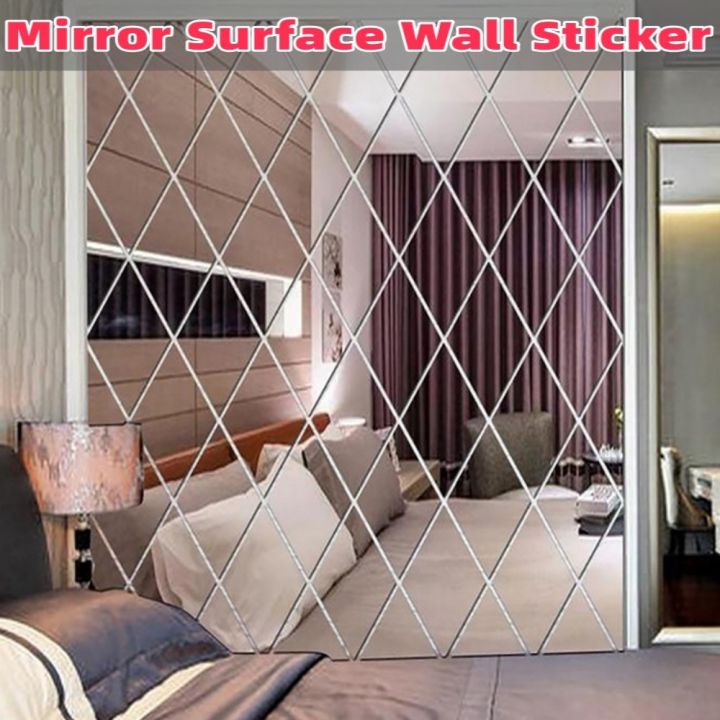 Self-Adhesive Acrylic Mirror Wall Stickers Waterproof Home Decal DIY Decoration Diamond Splicing Movable Mirror Glass Sticker