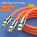 3 in 1 120W 6A Ultra Fast Charger | C Type | Micro USB | lightning | Liquid Silicone Quick Charging Fast Charging Cable with Led Light |. 