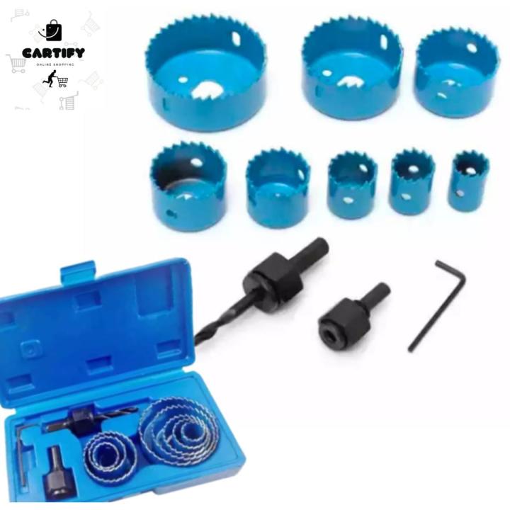 Hole Saw Cutting Kit 11 Pcs Wood, Carbon Steel Cutter Circular Round Drill Bit - Gypsum Cutter - Ceiling hole cutter - cartify