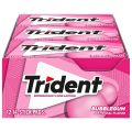 Trident Bubblegum Sugar Free Gum, 12 Packs of 14 Pieces (168 Total Pieces). 