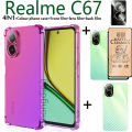 BLKNAIM 4-in-1 NEW For Realme C67 case Anti-fall Color phone case +Matte Ceramic Film +Carbon Fiber Back Film +Lens Film. 
