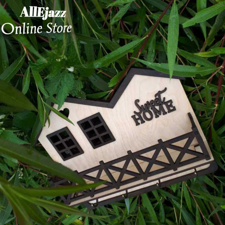 Wooden%20House%20shape%20Wall%20Mounted%20keychains%20and%20Mobile%20holder%20%7C%20Hanging%20our%20keys%7C%20-%20Image%202