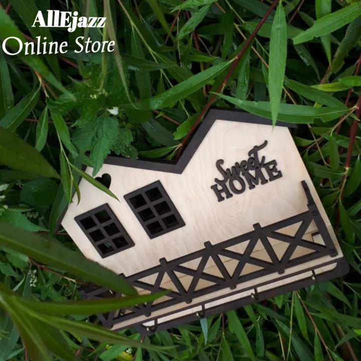 Wooden%20House%20shape%20Wall%20Mounted%20keychains%20and%20Mobile%20holder%20%7C%20Hanging%20our%20keys%7C%20-%20Image%202