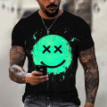 Chic Smiley Face Men's T-Shirt Simple Oversized Clothing O-Neck Top Harajuku Breathable Daily Fashion Casual Summer New. 