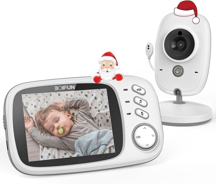 BOIFUN Video Baby Monitor Camera, Night Vision, No WiFi, ECO VOX Mode, 3.2'' Screen, Two-way Audio, Rechargeable Battery, Feeding Reminder, Temperature Monitoring, Smart 8 Lullabies, Elder, Pet, Gift