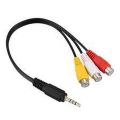 3.5mm Mini AV Male To 3 RCA Female Audio Video Cable Stereo Jack Adapter Cord. 