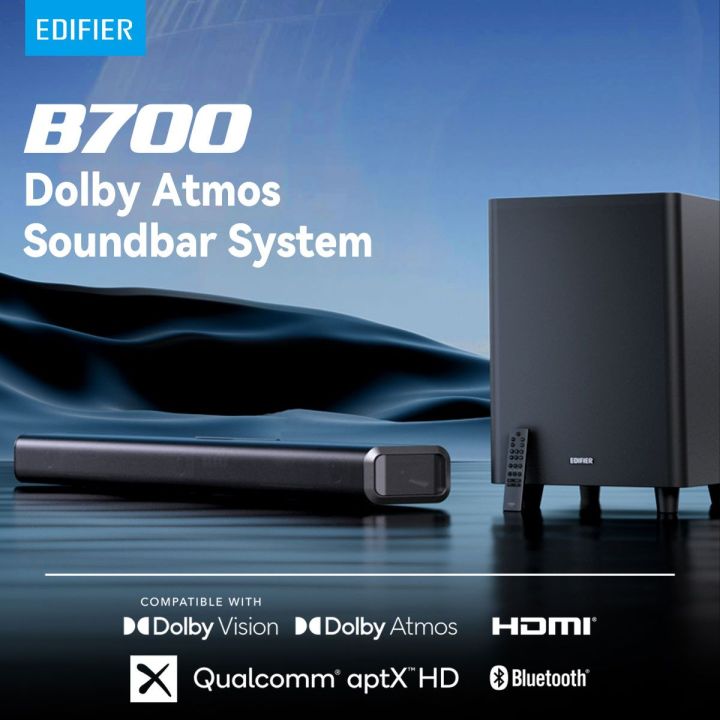 Edifier B700 Soundbar Dolby Atmos® Speaker System,175W,Edifier SoundBar - Dolby Atmos Speaker System - 5.1.2 Soundbar with Wireless Subwoofer | Soundbar | SoundBar With Wireless Subwoofer |