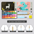Flamingo Solid Watercolor Paint Set 45 Pcs With Water Bush With Paper. 