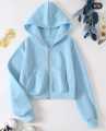Women's Fleece Zipper Crop Hoodie - Stylish and Warm - All Colors Available. 