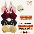 Pack of 4 Jersey Bra for Women Girls| High Quality Self Print Jersey Bra in 4 Colors. 