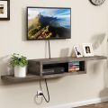 Wall Mounted TV Stand, Media Console Stand, 60” TV Storage Shelf, Floating TV Stand Entertainment Shelf for Living Room, Bedroom, Walnut. 