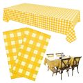 2 Pack Yellow and White Gingham Pattern Yellow and White Gingham Tablecloth 54 X 108 Inches Rectangle Desktop Decoration Plastics Waterproof & Wrinkle Checkered Background Disposable Plastic Tablecloth For Birthday Party. 