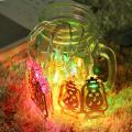 Islamic Eid Ramadan Decor 10 LED String Light Golden Home Fanoos Lantern Batter. 
