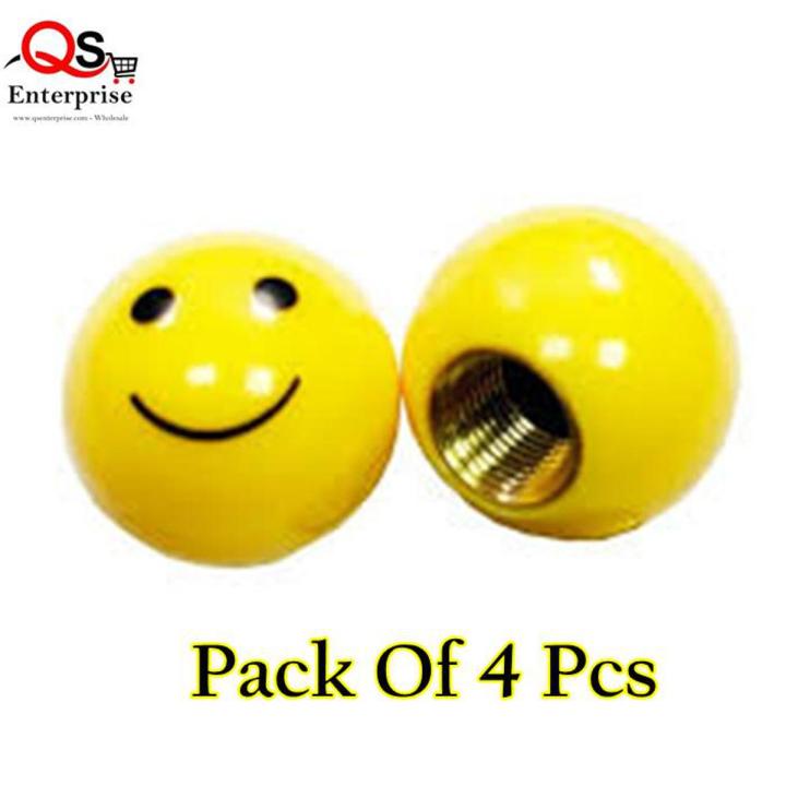 Smile Emoji Pressure Stem Tire Wheel Rim Valve Caps for Motorcycles, Scooters, Cars - High Quality