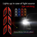 6Pcs/Set Car Sticker Truck Auto Motor Reflective Strips Anti-Scratch Safety Warning Carbon Fiber. 