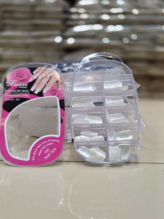 False Nails, 100pcs Light Pink Artificial Nails, Peach Color Nails, Milky Square Shape