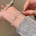 Fashion Sweet Bow Bracelets For Women Girls Sparkling Delicate Ribbon Bowknot Snake Bones Chain Bracelet Party Jewelry Gifts Mzea. 