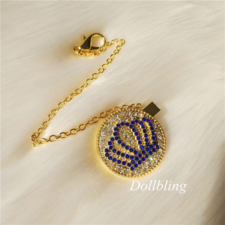 【BarBie degree Store】Dollbling Royal Crown Bling Pacifier Clips Diamond Chupeta Luxury Dummy Chain Personalized Greek Pacifier Holder