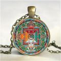 Tibetan Buddhist Mandala Necklace Sacred Geometry Jewelry Spiritual Men Black Men's Mandala Pendant. 